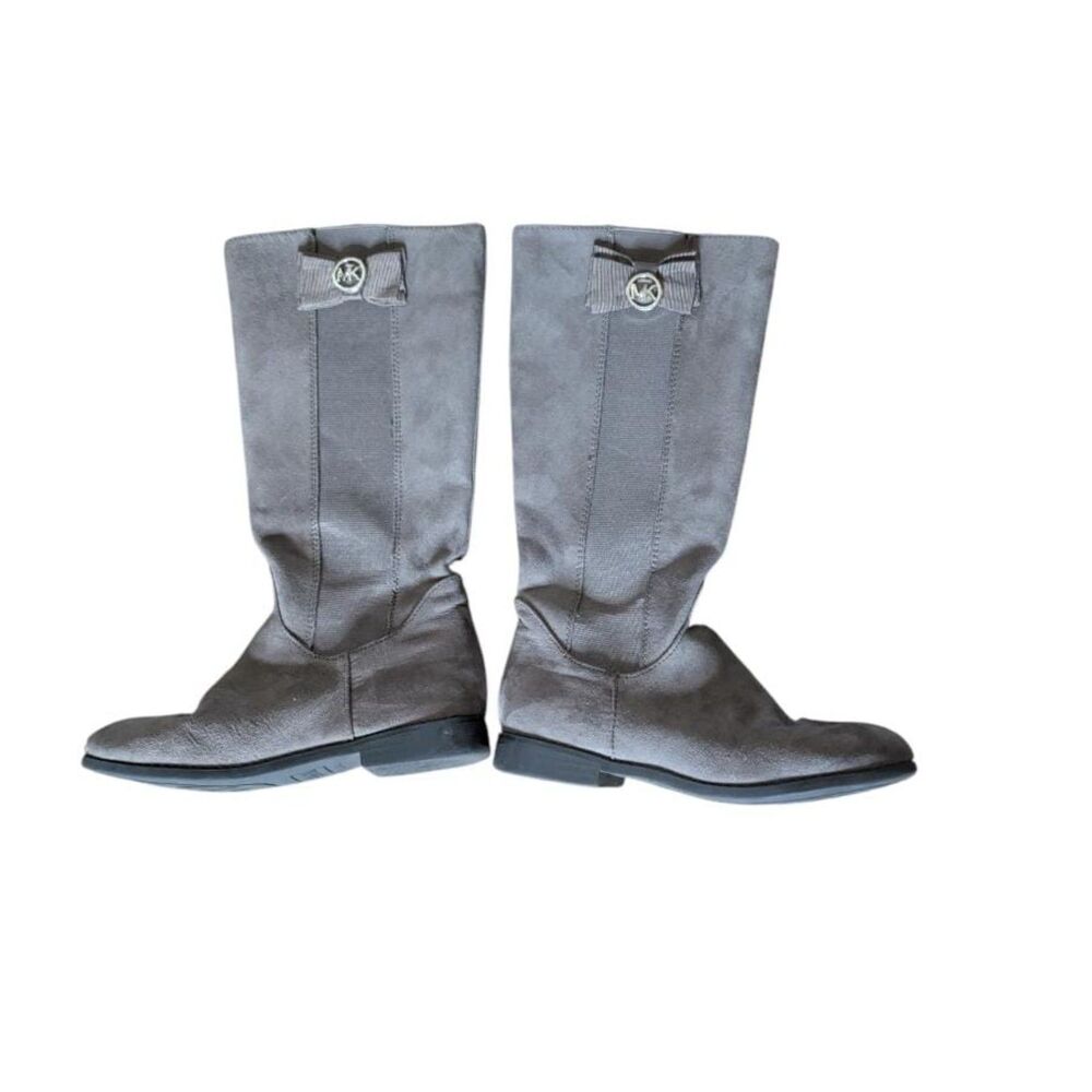 Michael Kors Coquette Grey Faux Suede Bow Riding Boots Girls, Size US 1